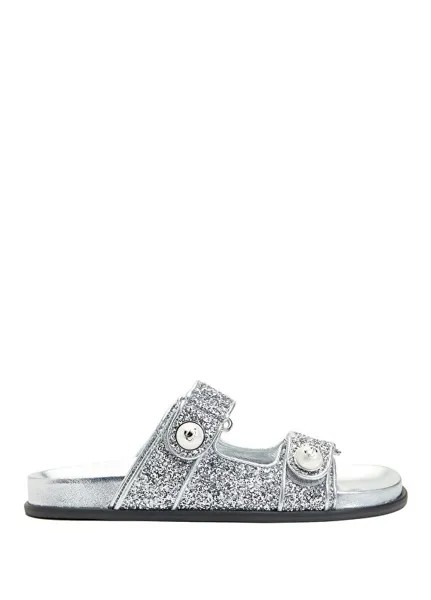 Фаянсовые серебряные женские кожаные тапочки Jimmy Choo, серебряный