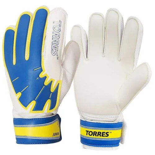 Тренировочные спортивные вратарские перчатки с эластичной широкой манжетой для юных футбольных вратарей Torres Junior FG0502-1, размер 5