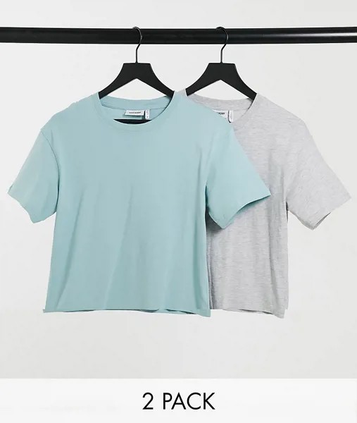 Набор из 2 футболок из органического хлопка серого и зеленого цвета Weekday Alanis-Мульти