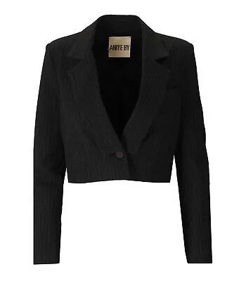 Черная укороченная куртка в тонкую полоску для женщин Aniye By Darrel