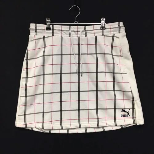 Мини-юбка Puma Recheck Pack (женский размер L), белые/розовые теннисные штаны в клетку
