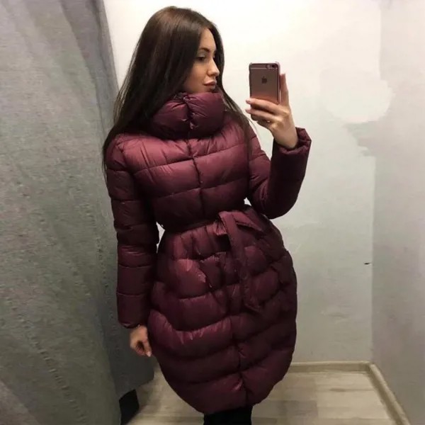 Женское длинное однобортное пальто, однотонное теплое хлопковое пальто из Украины, зима 2019