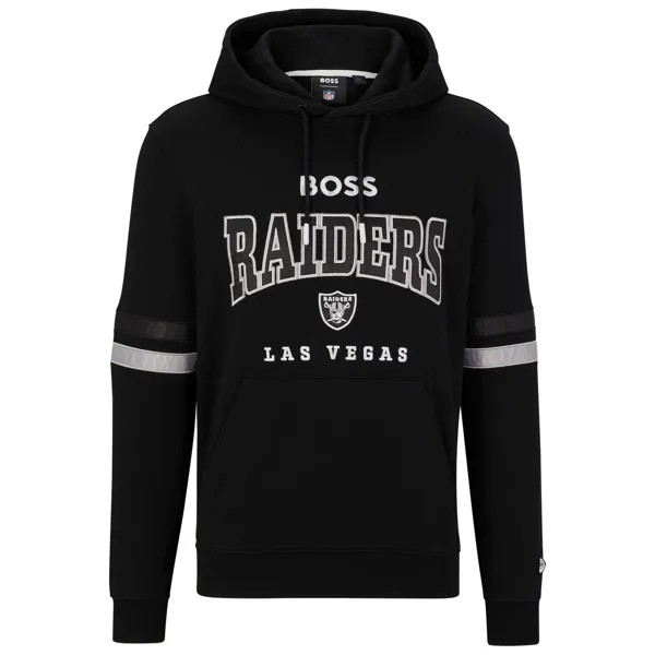Мужской пуловер с капюшоном BOSS X NFL черного/белого цвета Las Vegas Raiders Touchdown