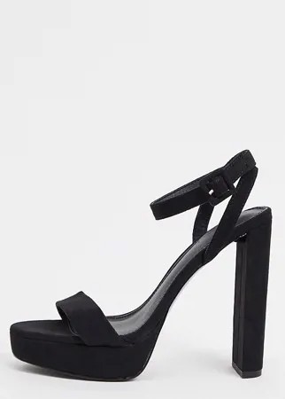 Черные легкие босоножки для широкой стопы, на каблуке и платформе ASOS DESIGN Natasha-Черный
