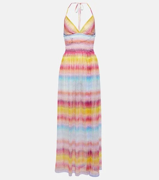 Платье макси с вырезом халтер и вырезом зигзаг Missoni, разноцветный