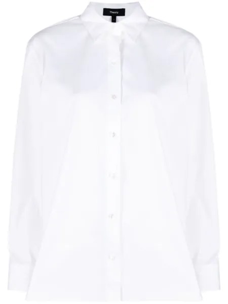 Theory long-sleeve cotton-blend shirt, белый