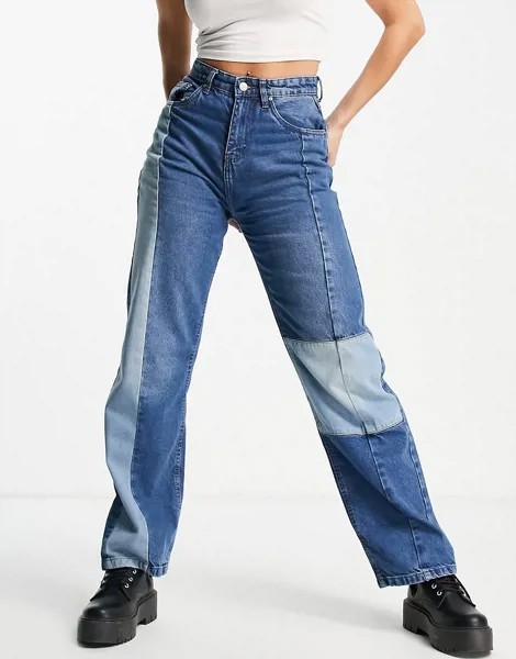 Голубые джинсы в стиле 90-х с накладками Urban Bliss-Голубой