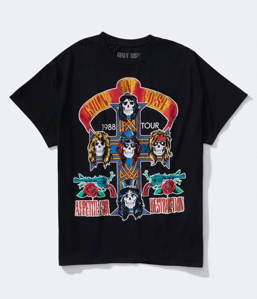 Футболка Guns N' Roses Appetite For Destruction с рисунком Aeropostale, черный