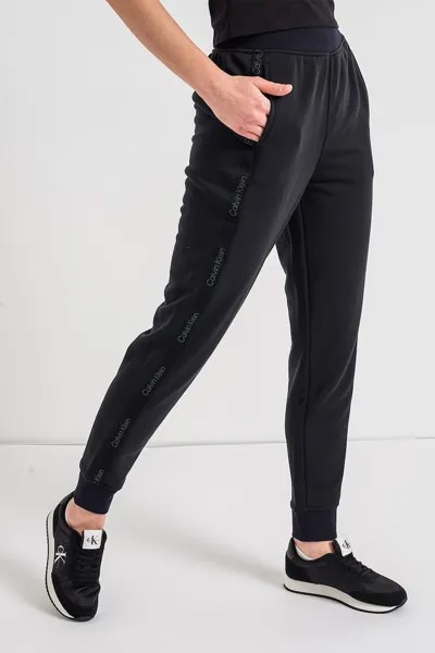 Спортивные брюки с лентой с логотипом Calvin Klein, черный