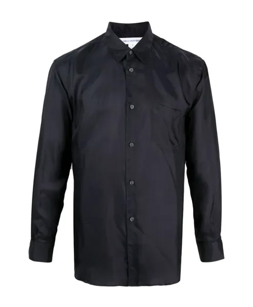 Атласная рубашка Navy с нагрудным карманом Comme Des Garçons, синий