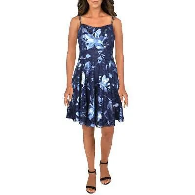 Женское вечернее платье миди с кружевом темно-синего цвета Blondie Nites Sherri 0 BHFO 1207