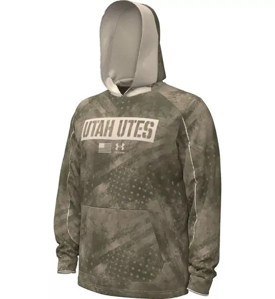 Мужской флисовый пуловер с капюшоном Under Armour Utah Utes Olive Freedom