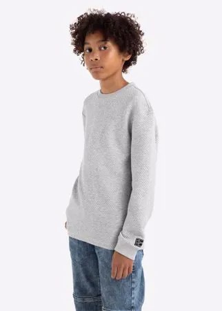Серый лонгслив oversize с нашивкой для мальчика Gloria Jeans