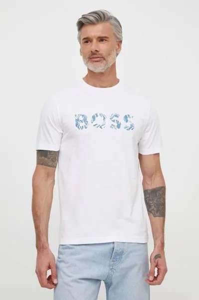 Хлопковая футболка Boss Orange, белый