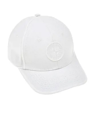 Белая бейсболка с логотипом Stone Island