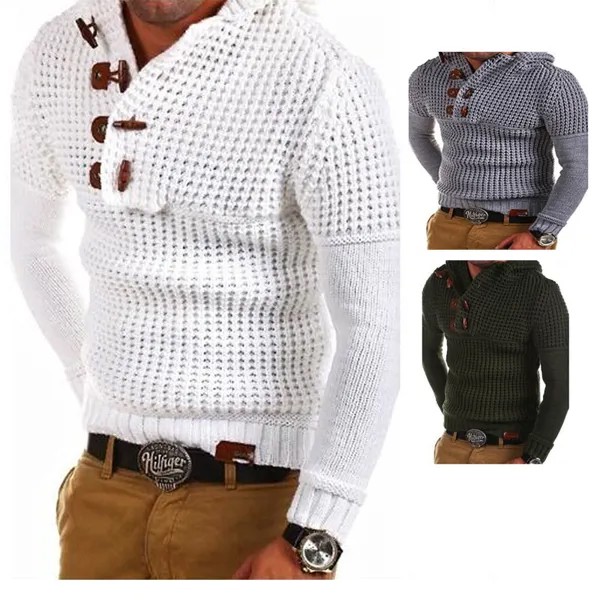 Мужской вязаный свитер на осень и зиму, модные серые мужские толстые свитера, теплый джемпер, мужской пуловер, верхняя одежда для мужчин