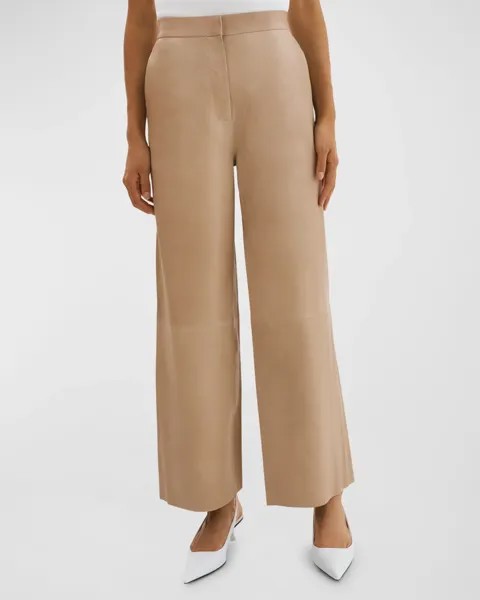 Широкие кожаные брюки Yaren со средней посадкой до щиколотки LaMarque, цвет Beige