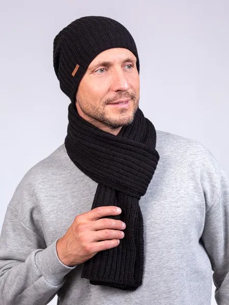 Комплект (шапка+шарф) мужской Fomas M453F453 черный р.56-58 см