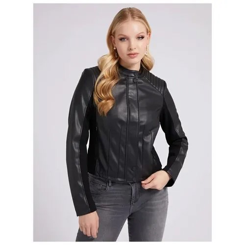 Кожаная куртка  GUESS, размер S, черный