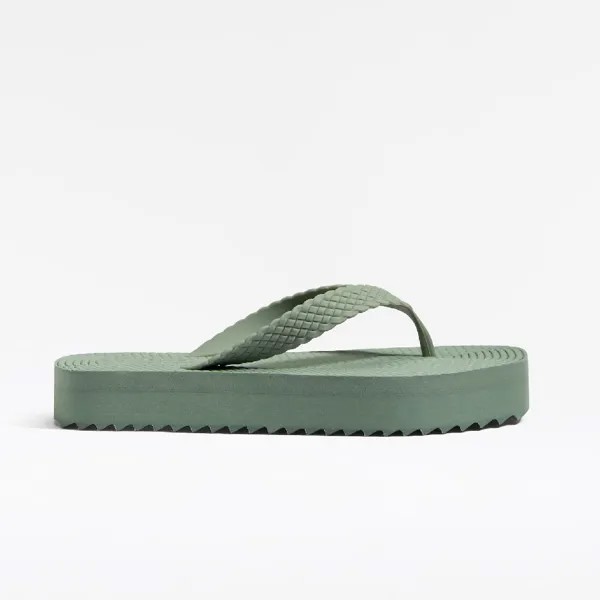 Сланцы Oysho Braided Platform Beach, зеленый