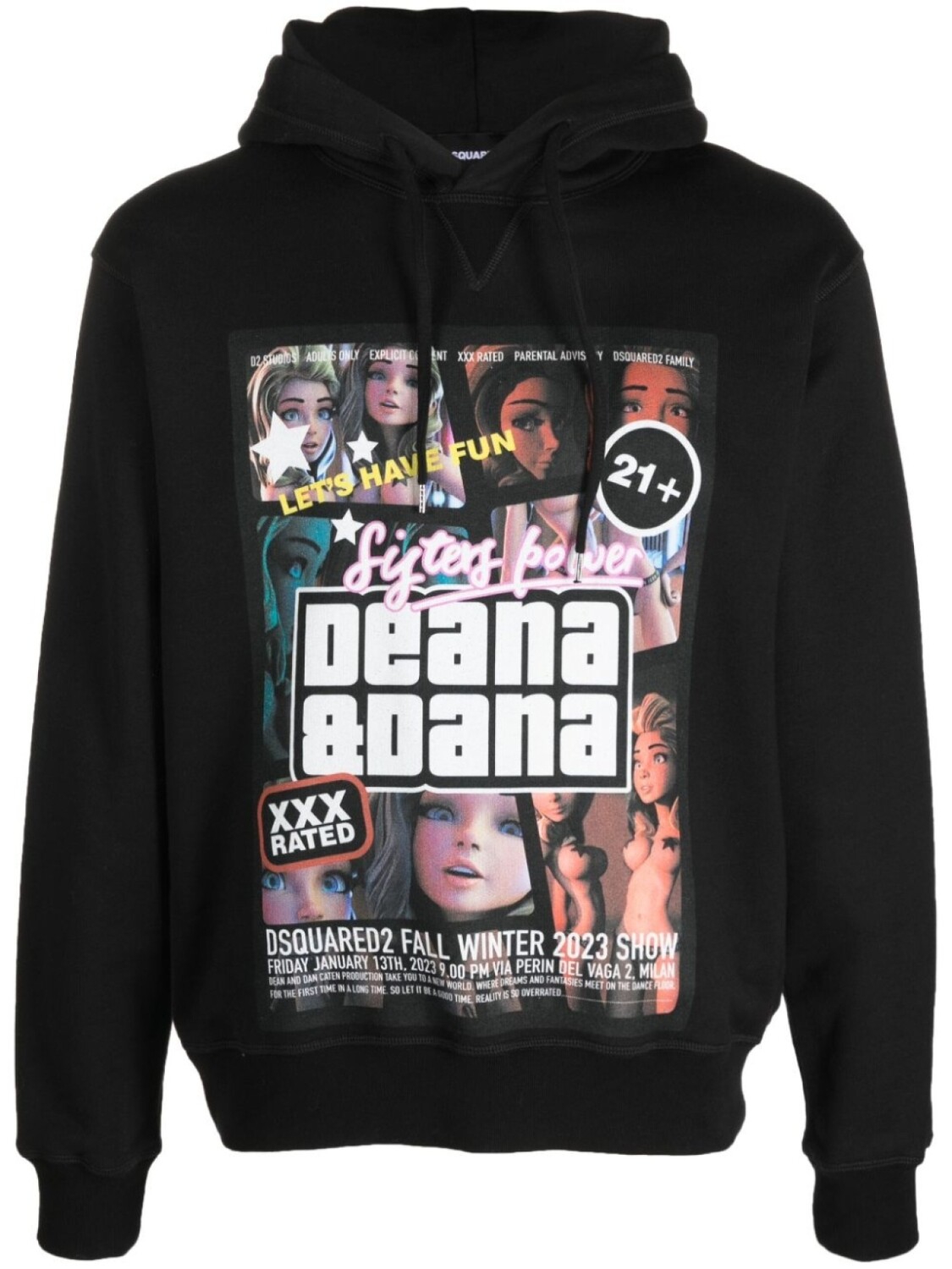 Dsquared2 худи с графичным принтом, черный