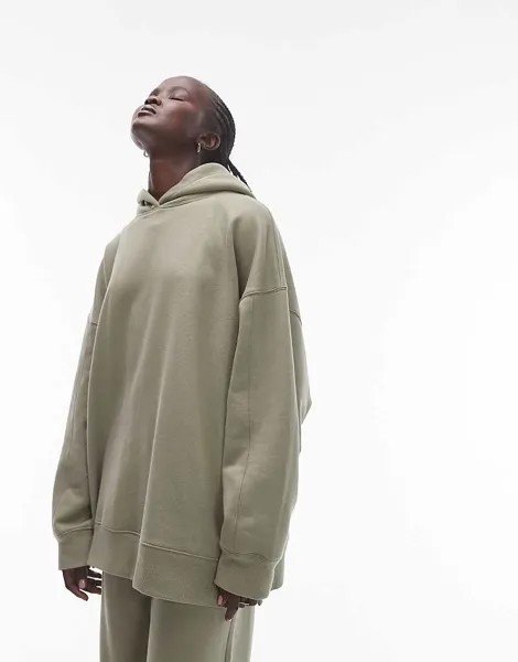 Topshop Premium - худи оверсайз цвета хаки, часть комплекта