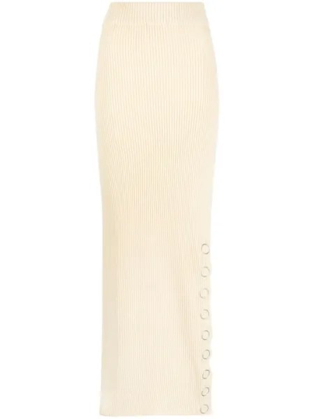 Jil Sander юбка макси в рубчик, нейтральный цвет