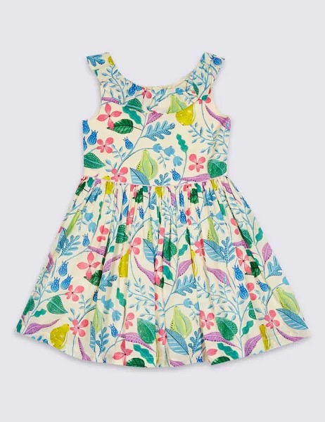 Платье с растительным принтом для девочки 3 месяца-7 лет