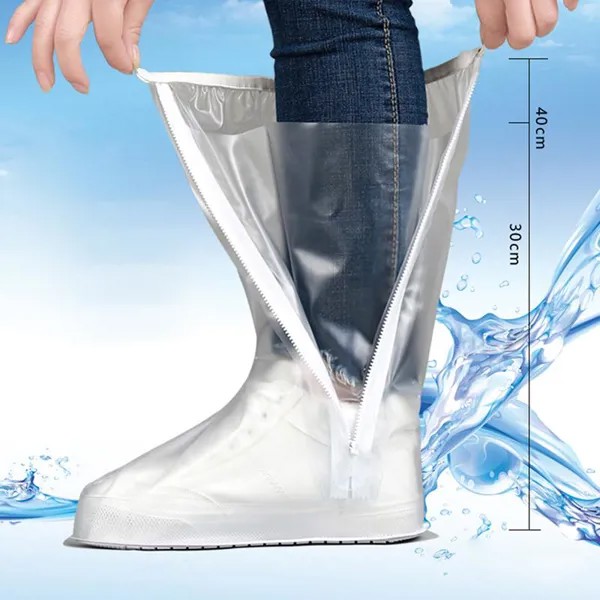 Водонепроницаемая дождь Многоразовая обувь Cover Скольжение Стойкая молния Дождевые ботинки Overshoes