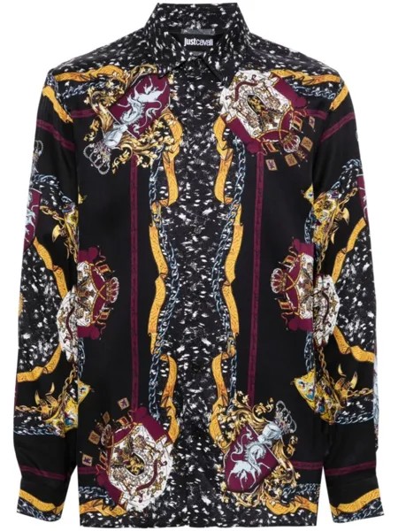 Just Cavalli рубашка с длинными рукавами и графичным принтом, черный