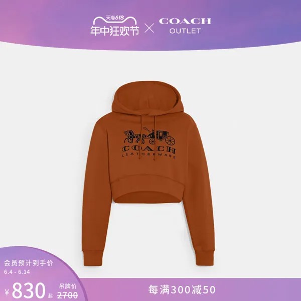 Свитшот женский Coach Outlet с капюшоном, коричневый