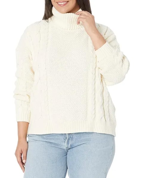 Свитер Madewell Plus Capri Cotton Cable Turtleneck, кремовый