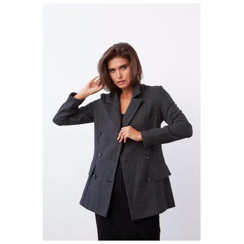 Пиджак MIST, удлиненный, силуэт прилегающий, размер 48, серый