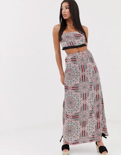 Комбинируемая юбка макси с принтом пейсли Missguided-Многоцветный