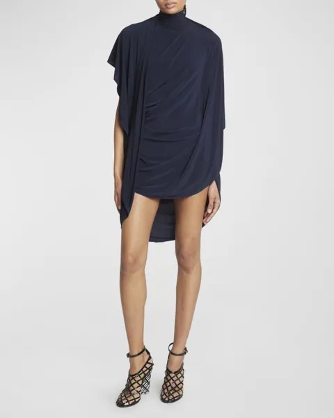 Мини-платье-кейп из джерси с драпировкой ALAIA