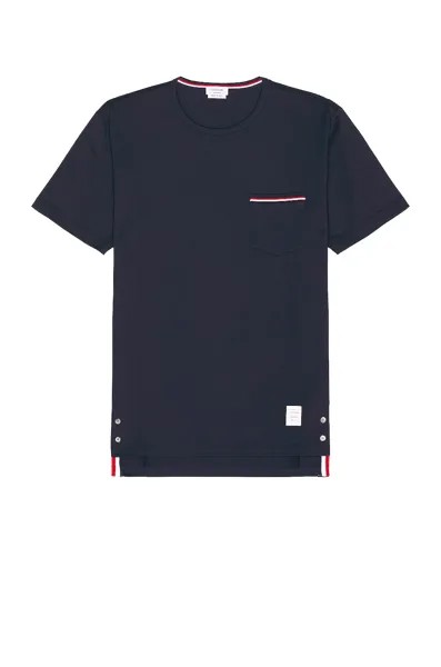 Футболка Thom Browne Jersey Cotton Short Sleeve Pocket, темно-синий