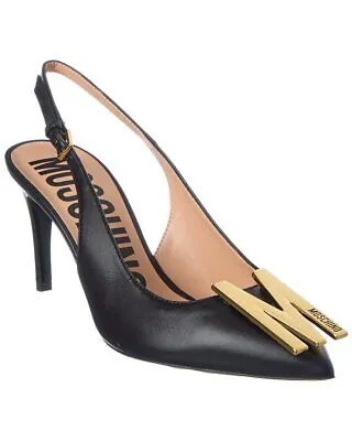 Женские кожаные туфли Moschino с ремешком на пятке, черные 37