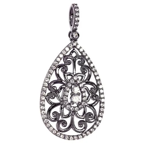 Подвеска с фианитами из серебра SP00085-001-BLK JV