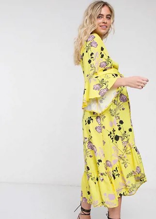 Платье миди с запахом и цветочным принтом Queen Bee Maternity-Многоцветный