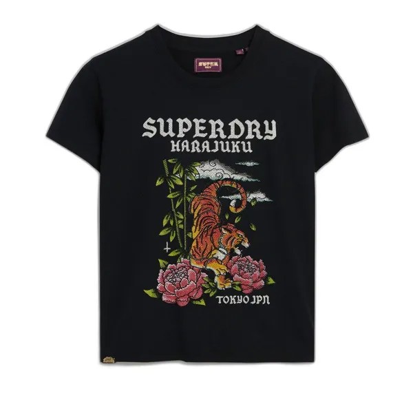 Футболка Superdry Tattoo Rhinestone Fitted, разноцветный