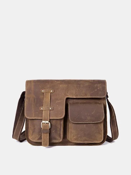 Ekphero Натуральная Кожа Ремень Плечо Сумки Винтаж Crossbody Сумки Для мужчин