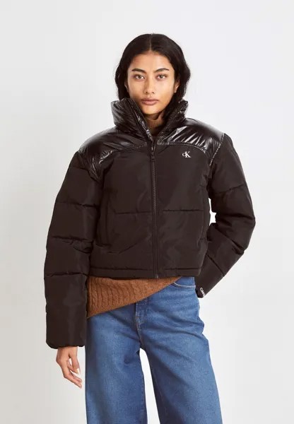 Зимняя куртка SHINY CROPPED PUFFER Calvin Klein Jeans, черный