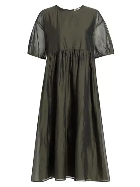 Газовое платье-миди Fatoso Max Mara, цвет dark grey green