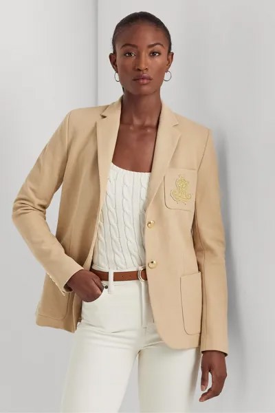 Жакет из хлопкового пике с гербом Анфисы Lauren Ralph Lauren, коричневый