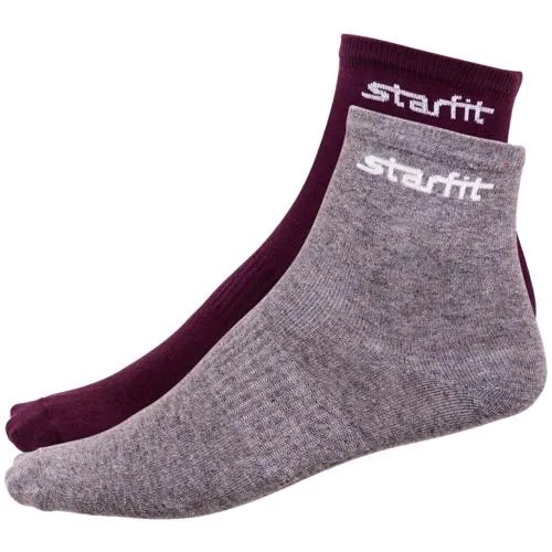 Носки средние Starfit Sw-206, бордовый/серый меланж, 2 пары размер 35-38