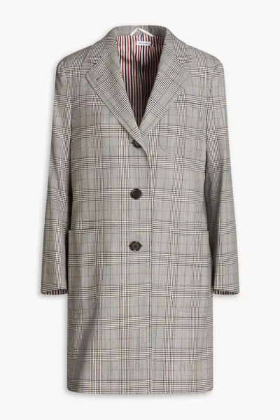 Шерстяное пальто в клетку принца Уэльского Thom Browne, светло-серый