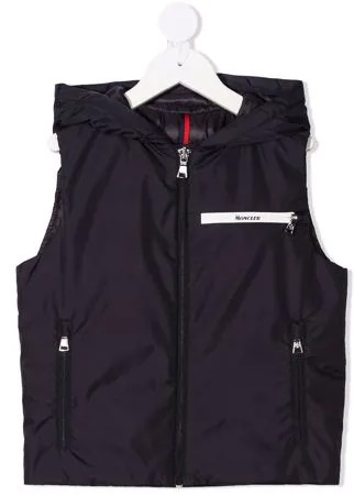Moncler Enfant жилет на молнии с капюшоном и логотипом