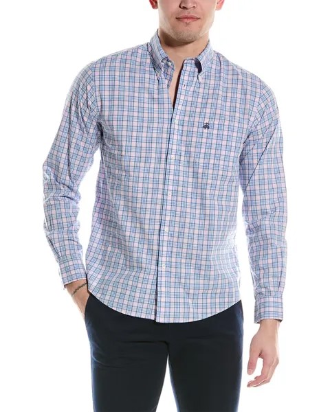 Тканая рубашка в весеннюю клетку Brooks Brothers, розовый
