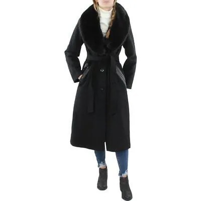 Женское черное длинное пальто с поясом Vince Camuto, верхняя одежда S BHFO 2291