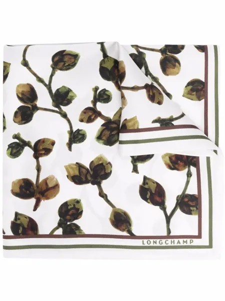 Longchamp шелковый платок с цветочным принтом